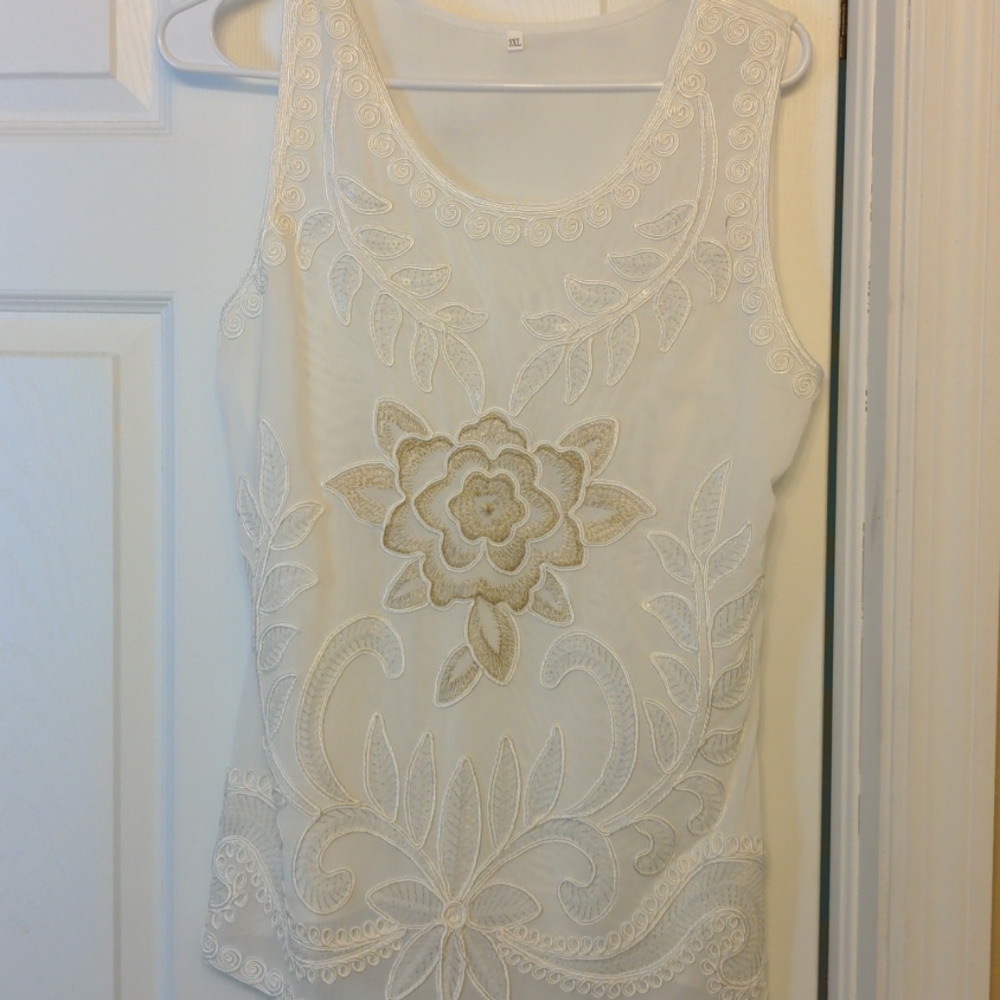 Embroidered and sequins flower top